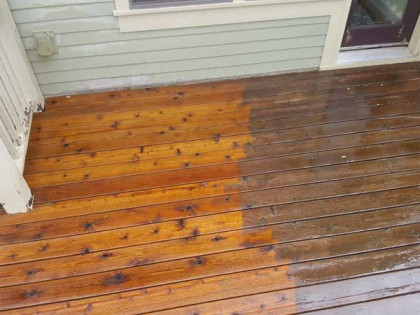 Pressure washed deck